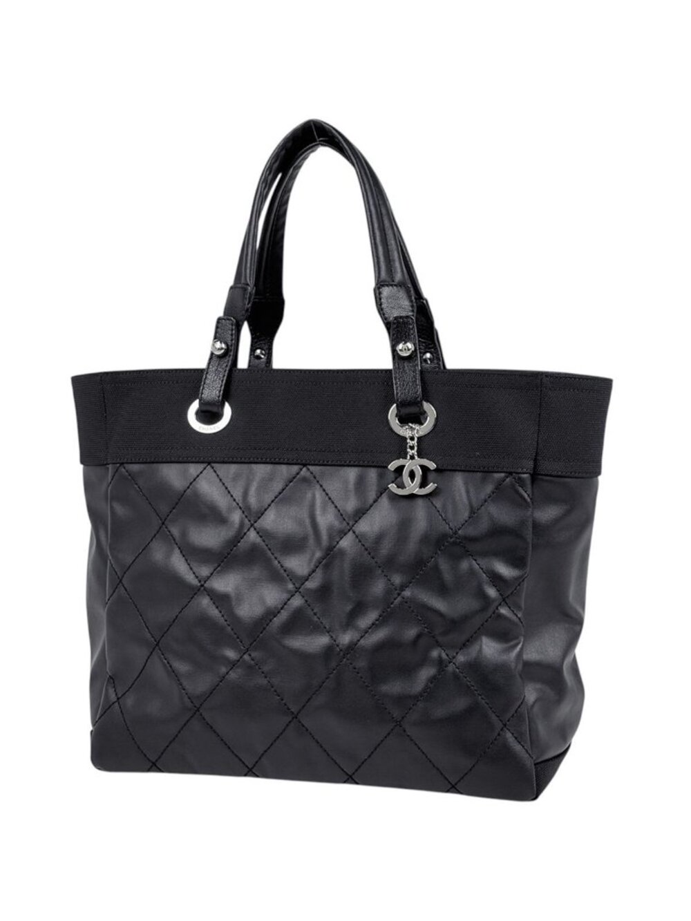 Chanel Tote Paris Biarritz MM CC Logo Black